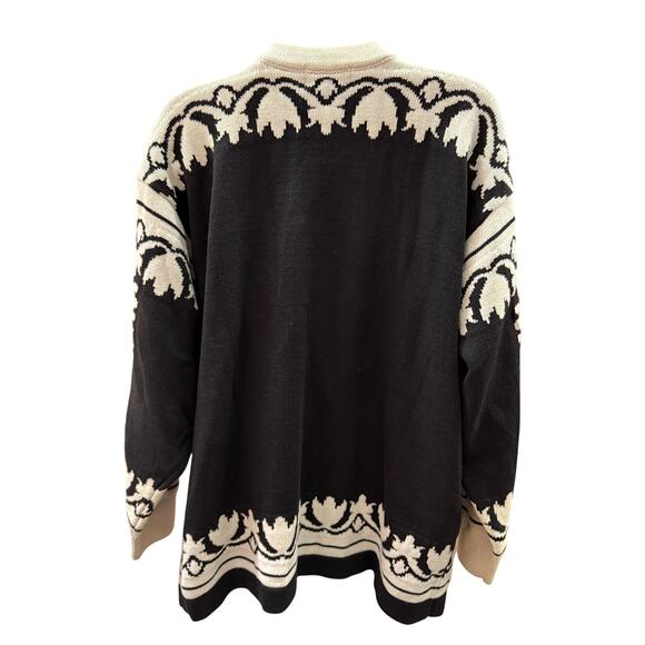 Apart Women M Teal/Black Lambs Wool Angora Open Front Knit Cardigan - Picture 3 of 5